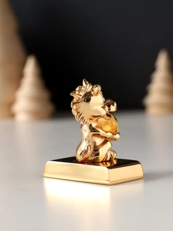 Сувенир Лошадка с монеткой на подставке и с пожеланием "Здоровья", 4*2,3*5см.