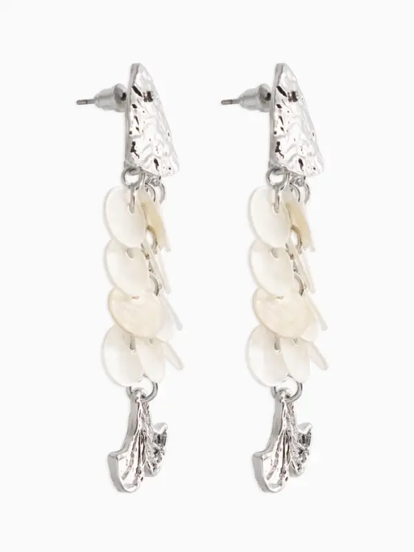 Серьги &laquo;Морской мир&raquo;, чешуя рыбки, белые в серебре