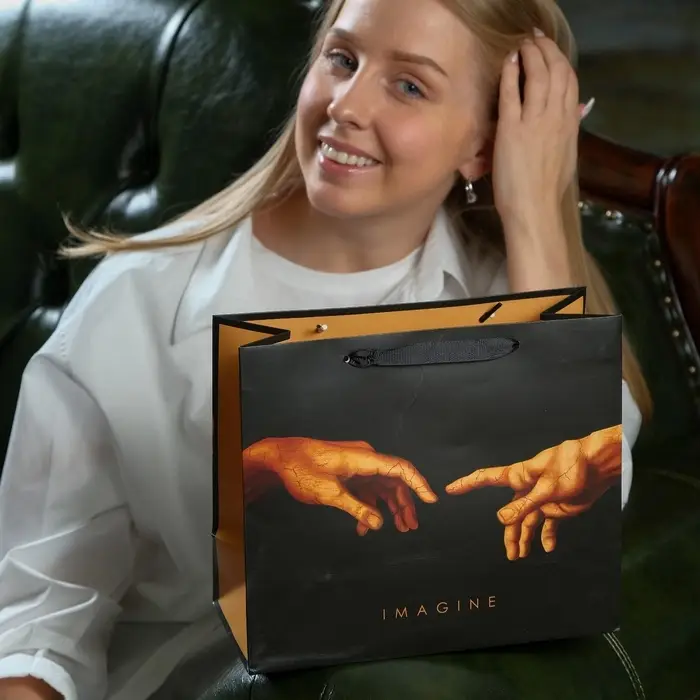 Пакет подарочный ламинированный, упаковка, Imagine, ML 27&times;23&times;11.5 см