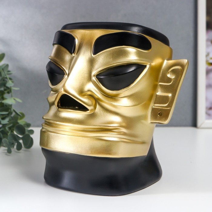 Сувенир полистоун салфетница  Сувенир полистоун салфетница "Абориген с острым носом" чёрно-золотой 19х12х20 см