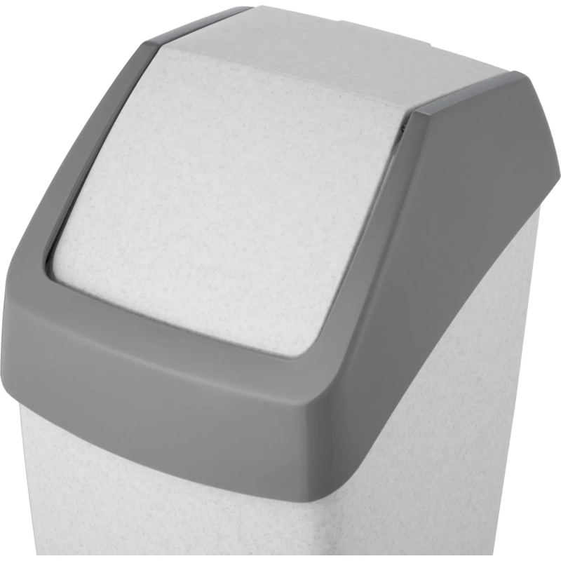 Ведро мусорное пластик 7л прям серое с черн крышк-маят мрамор 210х370х200мм