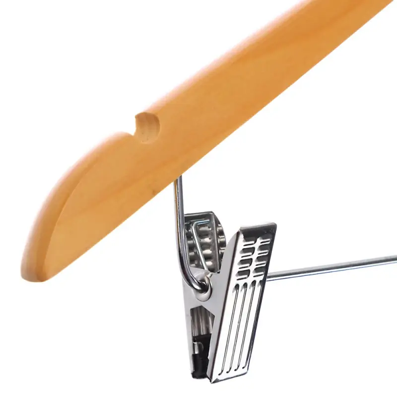 Вешалка для одежды тм VETTA, 45см деревянная с зажимами, хром, цвет светлое дерево