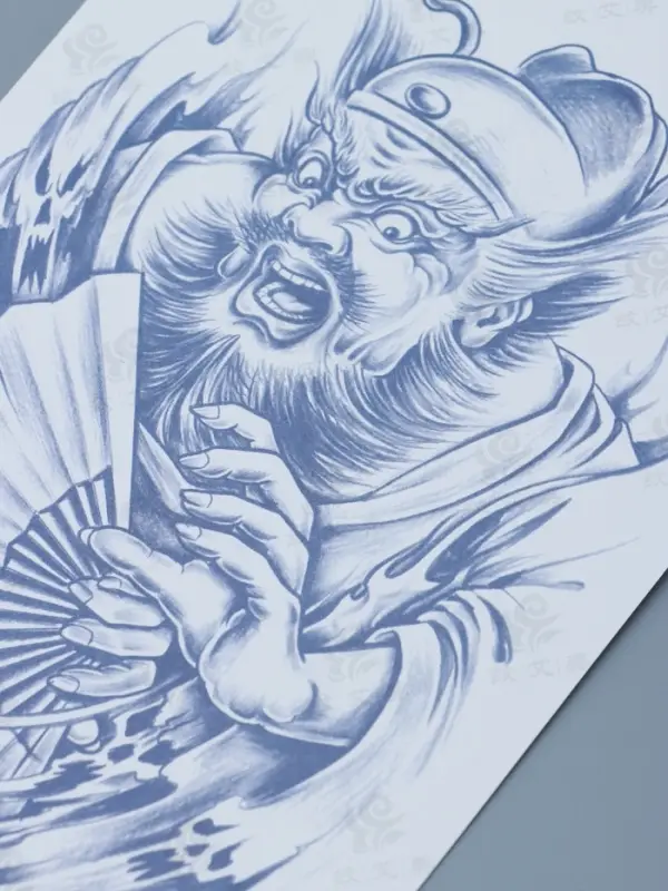 Татуировка на тело Татуировка на тело "Китайский воин с веером - крик" 18х11 см