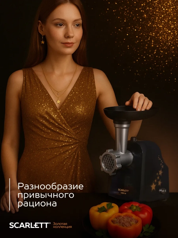 Мясорубка электрическая с насадками и овощерезкой Мясорубка электрическая с насадками и овощерезкой