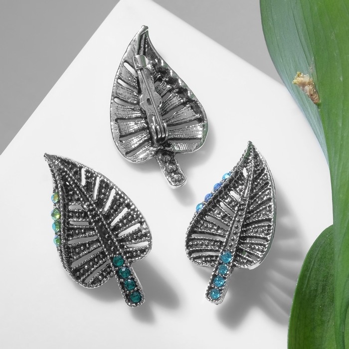 Брошь «Лист» ажурный, цвет МИКС в чернёном серебре (неделимая фасовка 12 шт., цена за шт.) Брошь «Лист» ажурный, цвет МИКС в чернёном серебре (неделимая фасовка 12 шт., цена за шт.)