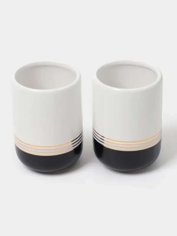 Аксессуары для ванной &laquo;Лили&raquo;, 4 предмета: дозатор 300 мл, мыльница, 2 стакана, бело-чёрные