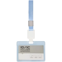 Бейдж Deli 64802 гориз.,с держат.,вкладыш:54x89мм,влагозащ.,голубой,блистер