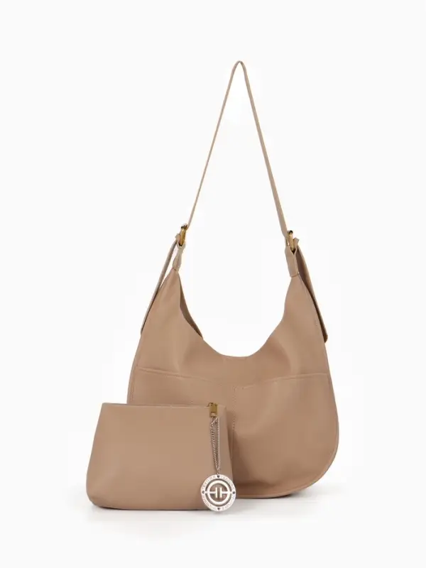 Сумка - мешок женская TEXTURA, на магните, с косметичкой, 34&times;12&times;27 см, бежевая