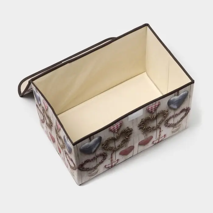 Короб стеллажный для хранения с крышкой &laquo;Сердца&raquo;, 37&times;24&times;24 см