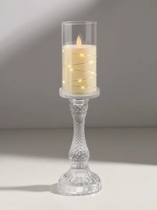 Подсвечник стекло  Подсвечник стекло "Монпелье" прозрачный d=8 см 8,8х8,8х22 см