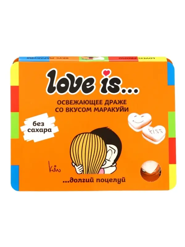 Освежающие конфеты LOVE IS&hellip; в форме сердца со вкусом маракуйя, в блистере и обечайке, 10.8 г