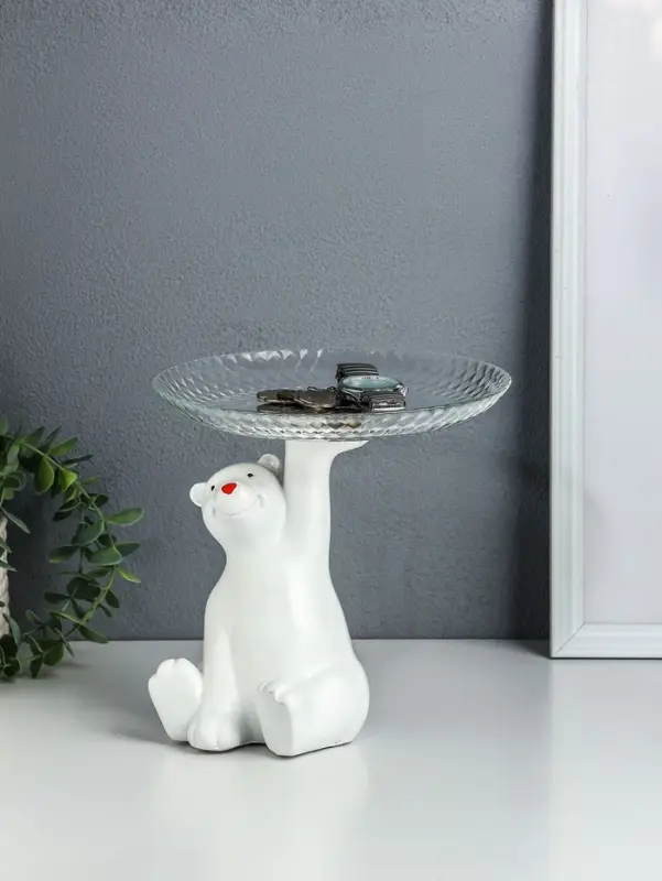 Копилка для денег с подставкой для мелочей &laquo;Мишка&raquo;, полистоун, 20&times;18 см