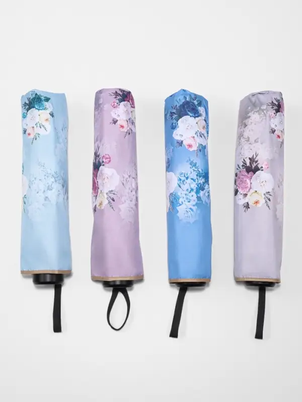 Зонт механический &laquo;Цветочный букет&raquo;, эпонж, 4 сложения, 8 спиц, R=48/56 см, d=96 см, МИКС