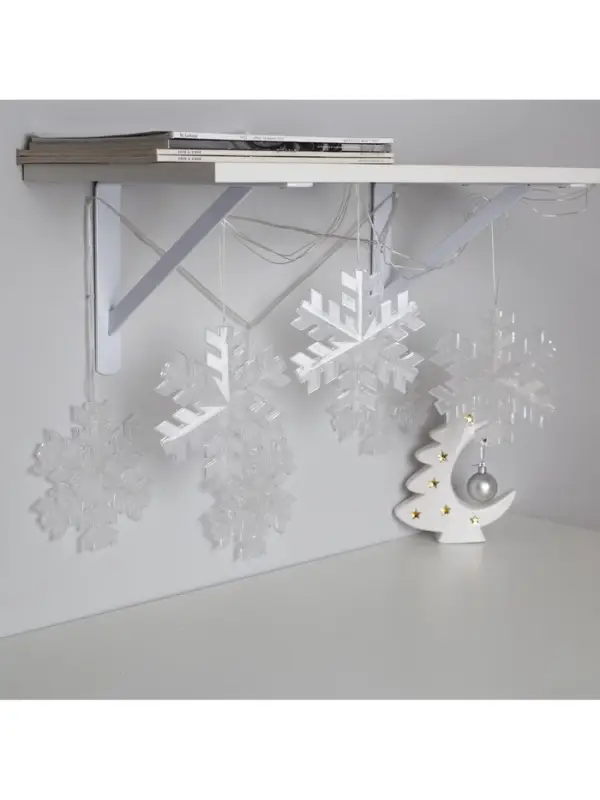 Гирлянда &laquo;Нить&raquo; 2 м с насадками &laquo;Снежинка матовая&raquo;, IP20, прозрачная нить, 36 LED, свечение белое, 220 В