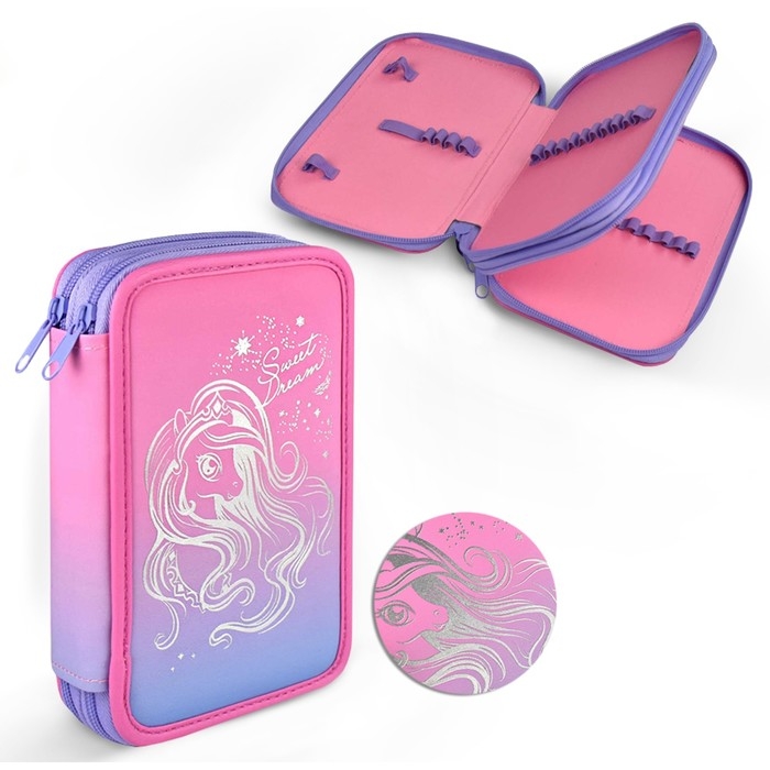 Пенал 2 секции, 123 х 198 мм, искусственная кожа, Феникс Пенал 2 секции, 123 х 198 мм, искусственная кожа, Феникс "Волшебный пони"