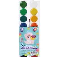 Акварель &laquo;Луч. ZOO&raquo;, 16 цветов, с кистью