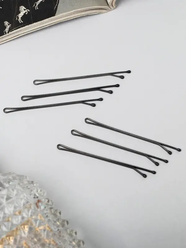 Невидимки для волос QF &laquo;Гладкие&raquo;, набор 36 шт., 6 см, чёрные