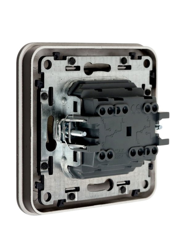 Выключатель проходной, серия "Circular", 10 А, 2 кл., скрытый, черный