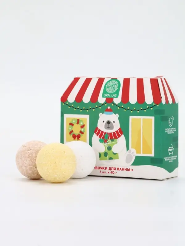 Бомбочки для ванны в домике «Медведь», набор 6 шт х 40 г, URAL LAB Бомбочки для ванны в домике «Медведь», набор 6 шт х 40 г, URAL LAB