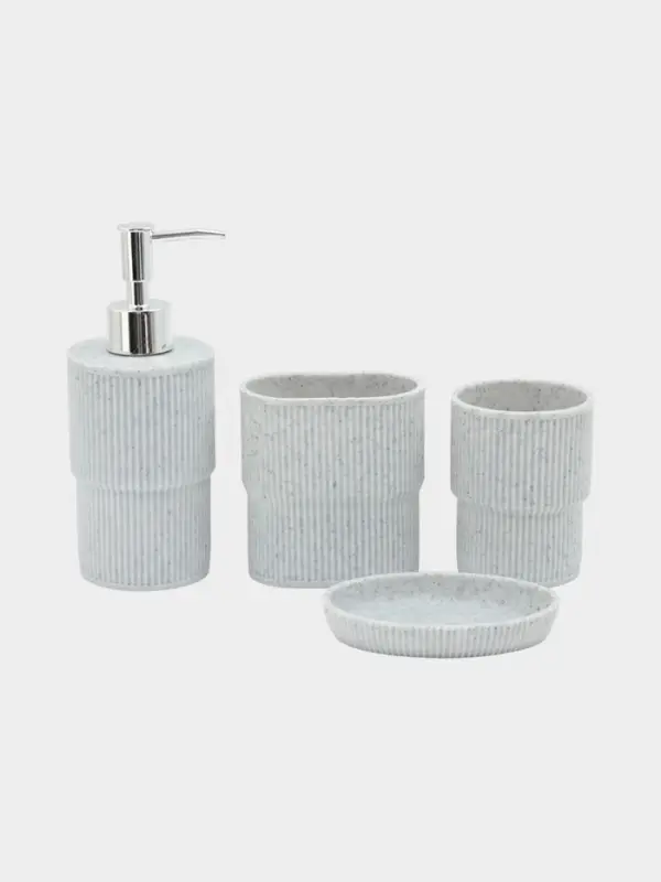 Набор для ванной &laquo;Морено&raquo;, 4 предмета, дозатор, 2 стакана, мыльница, серый