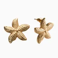 Серьги металл "Морская звезда", цвет золото