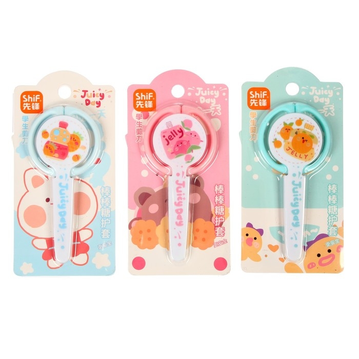 Ножницы канцелярские Ножницы канцелярские "Фрукты", 13 см, с чехлом на лезвие, МИКС