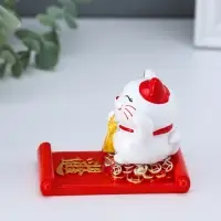 Сувенир полистоун подставка под телефон "Манэки-нэко с пожеланием" 5,8х8,5х6,5 см