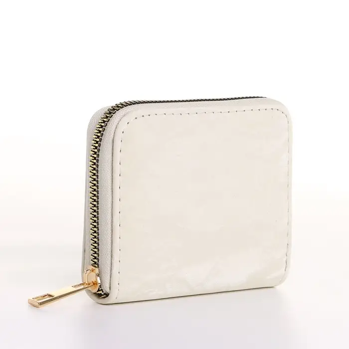 Кошелёк женский на молнии 11&times;2.5&times;9 см, однотонный, светло-бежевый