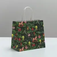 Пакет подарочный новогодний крафтовый &laquo;Новогодняя ёлочка&raquo;, 22&times;25&times;12 см