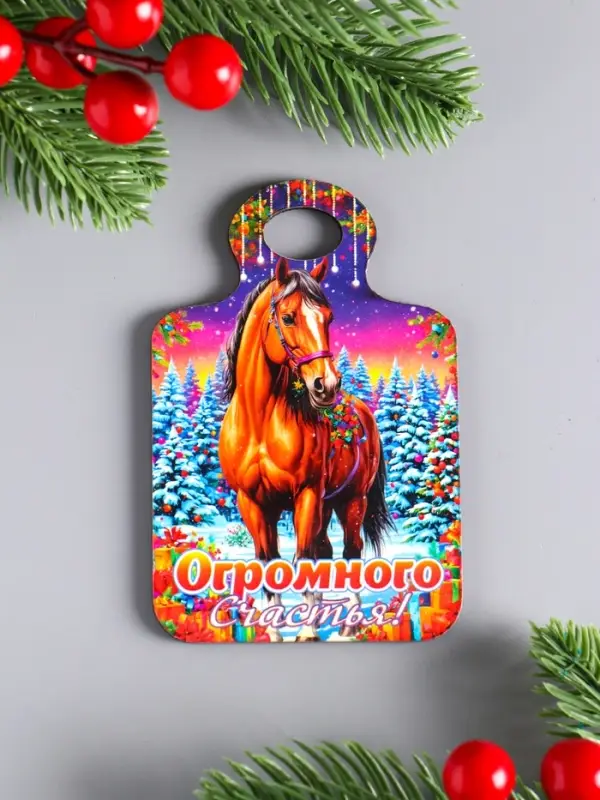 Набор новогодних магнитов 4 шт, доска "Огромного счастья, всё сбудется, ярких впечатлений"