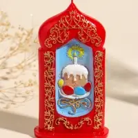 Свеча декоративная "Пасхальная свеча с куличиком" 8х15 см, 180 гр