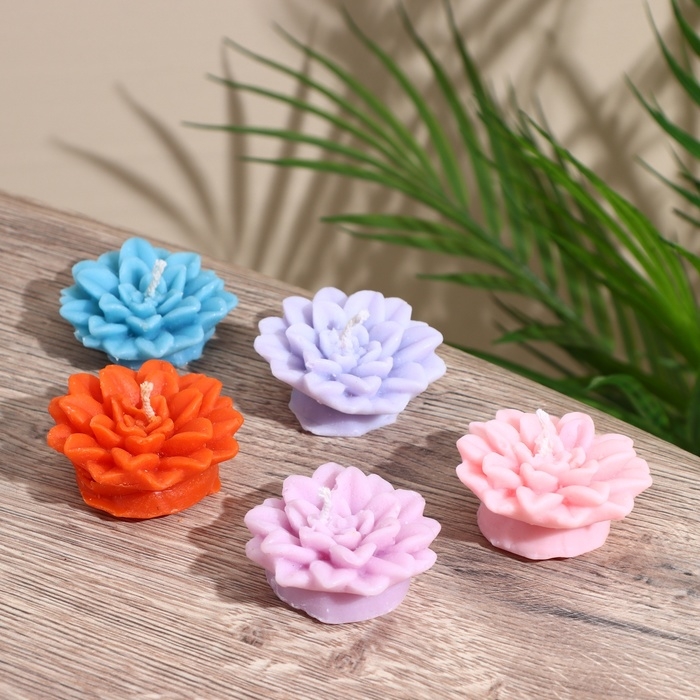 Свеча  Свеча "Цветок" 5х5х2 см, соевый воск, микс