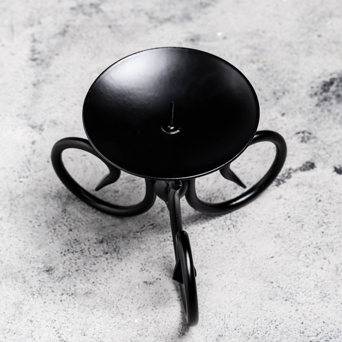 Подсвечник Подсвечник "Весел Н" металл на 1 свечу, 9,5х7,6 см, чёрный