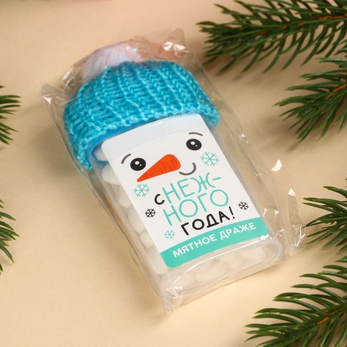 Новый год! Драже конфеты в банке , с витамином С «Снежного года», мята, 18 г. Новый год! Драже конфеты в банке , с витамином С «Снежного года», мята, 18 г.