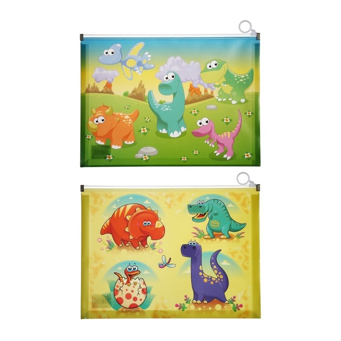 Папка-конверт на молнии формат А4, 180мкр, с рисунком Папка-конверт на молнии формат А4, 180мкр, с рисунком "Драконы", МИКС