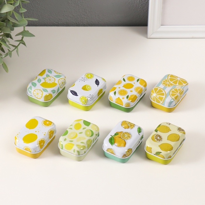 Шкатулка металл прямоугольная Шкатулка металл прямоугольная "Лимончики" МИКС 5,8х4,2х2.6см