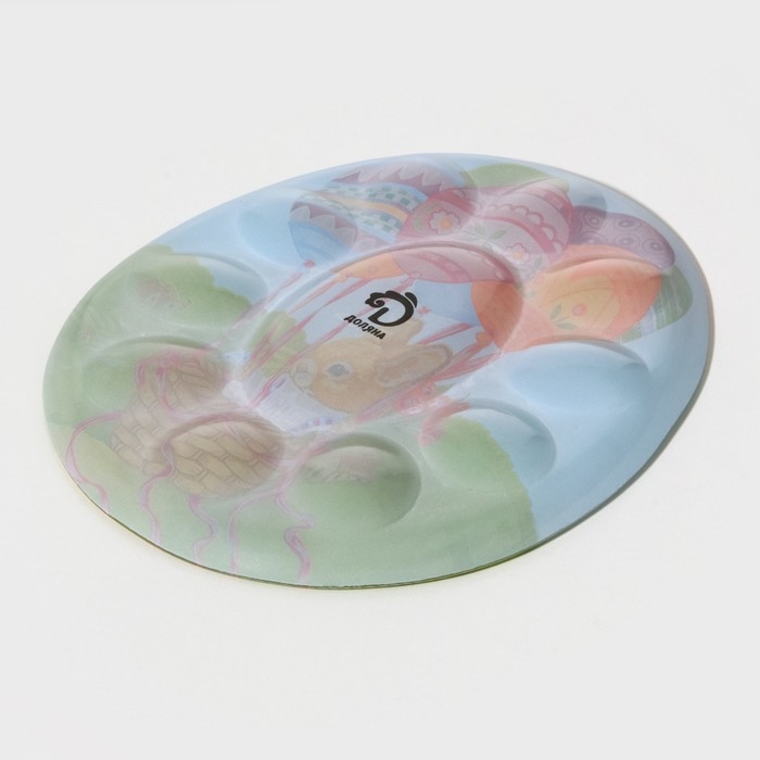 Подставка стеклянная для яиц 10 ячеек Доляна «Пасхальный кролик», 24×20,5 см Подставка стеклянная для яиц 10 ячеек Доляна «Пасхальный кролик», 24×20,5 см