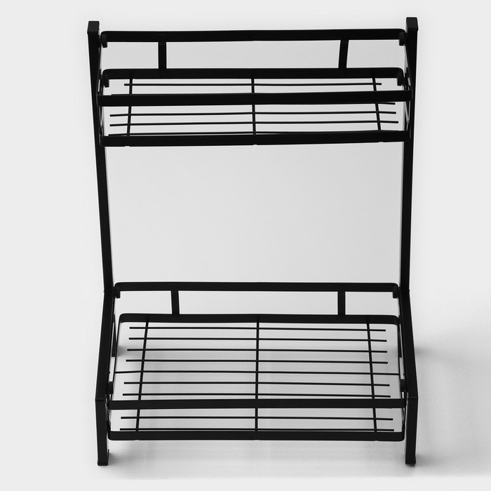 Полка для кухни 2-х ярусная Доляна, 33,5×20,5×39 см, цвет чёрный Полка для кухни 2-х ярусная Доляна, 33,5×20,5×39 см, цвет чёрный