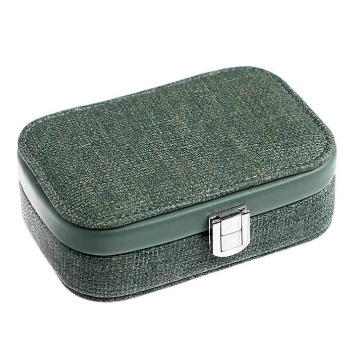 Шкатулка кожзам для украшений  Шкатулка кожзам для украшений "Зелёная" комбинированная 4,5х10х15 см