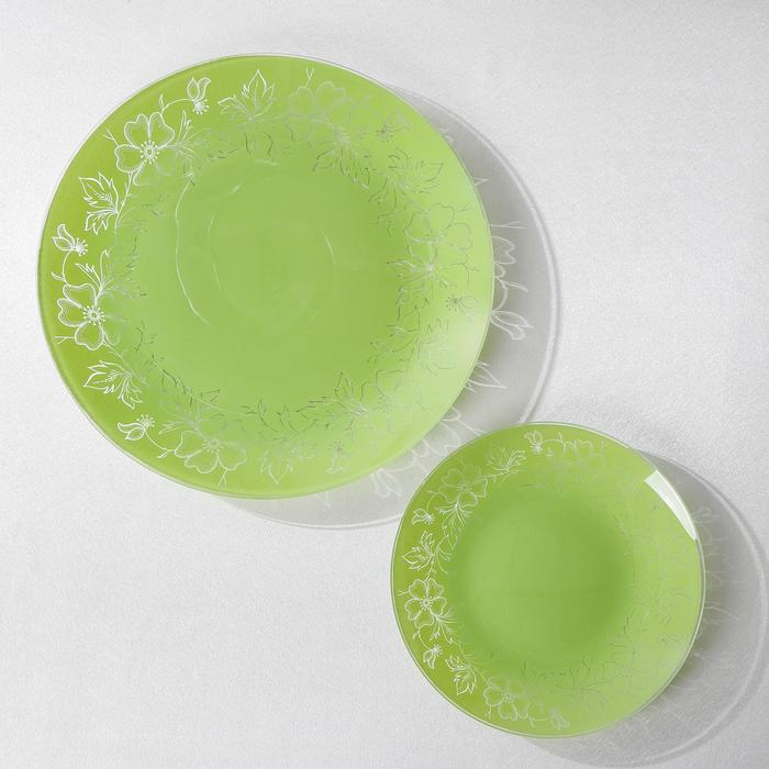 Сервиз столовый «Лара», 7 предметов: d=30 см - 1 шт, d=20 см - 6 шт, цвет салатовый Сервиз столовый «Лара», 7 предметов: d=30 см - 1 шт, d=20 см - 6 шт, цвет салатовый