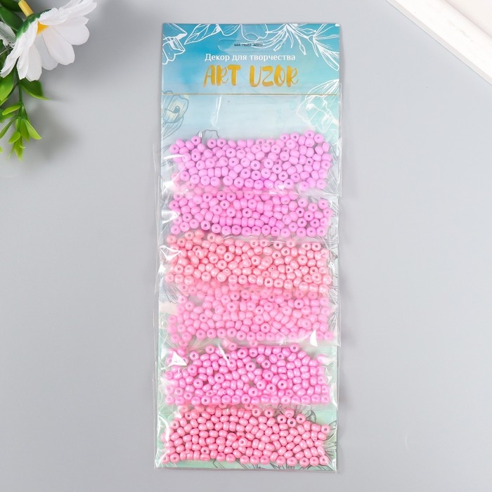 Бисер круглый 6/0  Бисер круглый 6/0 "Розовые облака" 6 цветов х 10 гр 20х8 см