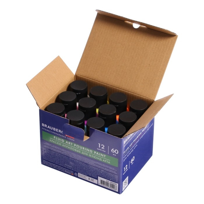 Краска для техники Краска для техники "Флюид Арт", набор 12 цветов х 60 мл, BRAUBERG,