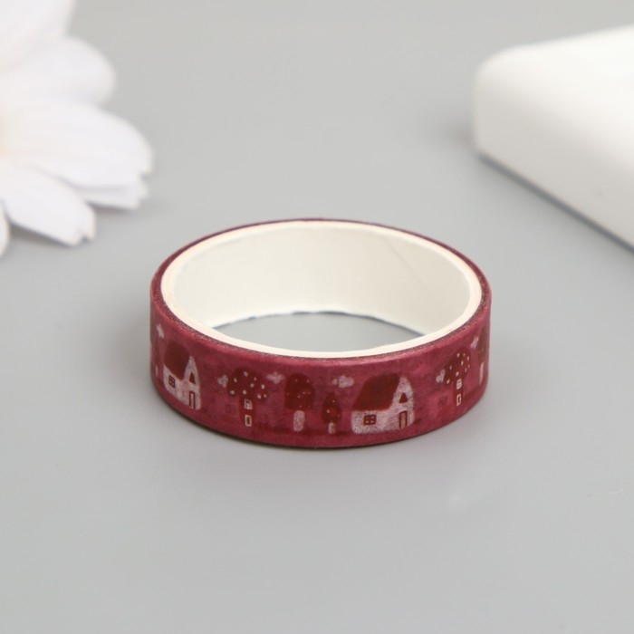 Клейкая лента бумага Клейкая лента бумага "Домик в саду" ширина 1 см намотка 2 м набор 5 шт