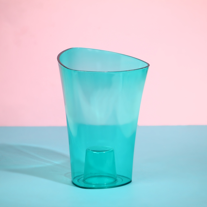 Горшок для орхидей, 1,3 л, 13,6 &times; 14,1 &times; 20 см, пластик, прозрачно-бирюзовый