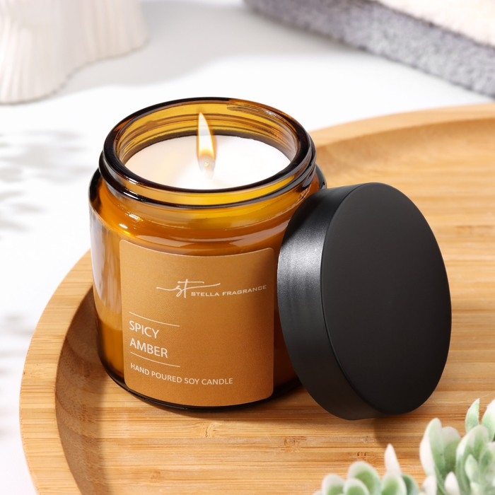 Свеча ароматическая в банке  Свеча ароматическая в банке "ST Spicy Amber", 90 г