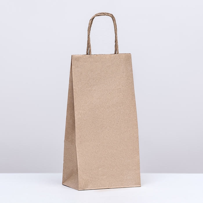 Пакет крафт без печати, круглая ручка 12 х 8 х 24 см,набор 10 шт Пакет крафт без печати, круглая ручка 12 х 8 х 24 см,набор 10 шт