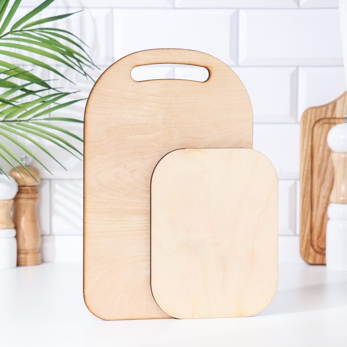 Набор деревянная разделочная доска и подставка под горячее с декором  Набор деревянная разделочная доска и подставка под горячее с декором "№3" 29,25х18,75х1,1 см