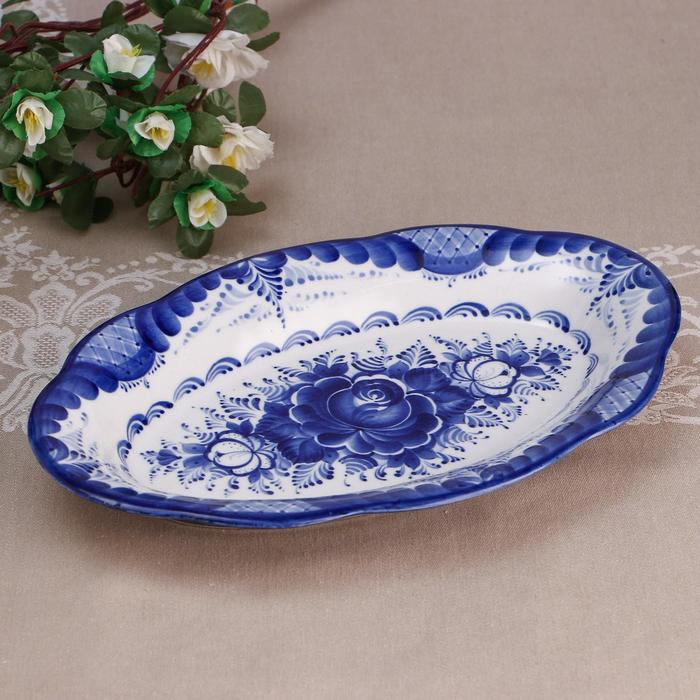 Блюдо «Цветы», 30×19×3,5 см, гжель Блюдо «Цветы», 30×19×3,5 см, гжель