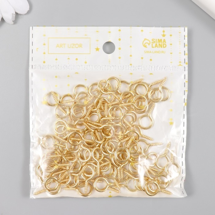 Винт-глазок для крепления картин, фоторам золото (набор 100 шт) 1,8х0,9 см Винт-глазок для крепления картин, фоторам золото (набор 100 шт) 1,8х0,9 см