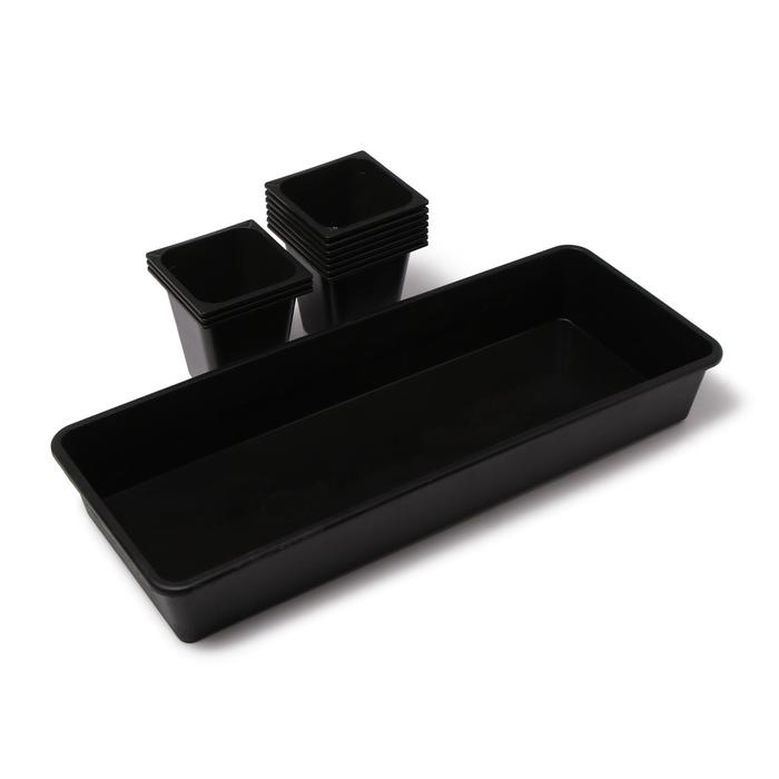 Набор для рассады: стаканы по 1 л (10 шт.), поддон 61 × 23 см, чёрный Набор для рассады: стаканы по 1 л (10 шт.), поддон 61 × 23 см, чёрный
